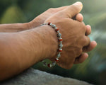 Load image into Gallery viewer, Rudraksha Om Beads Silver Bracelet