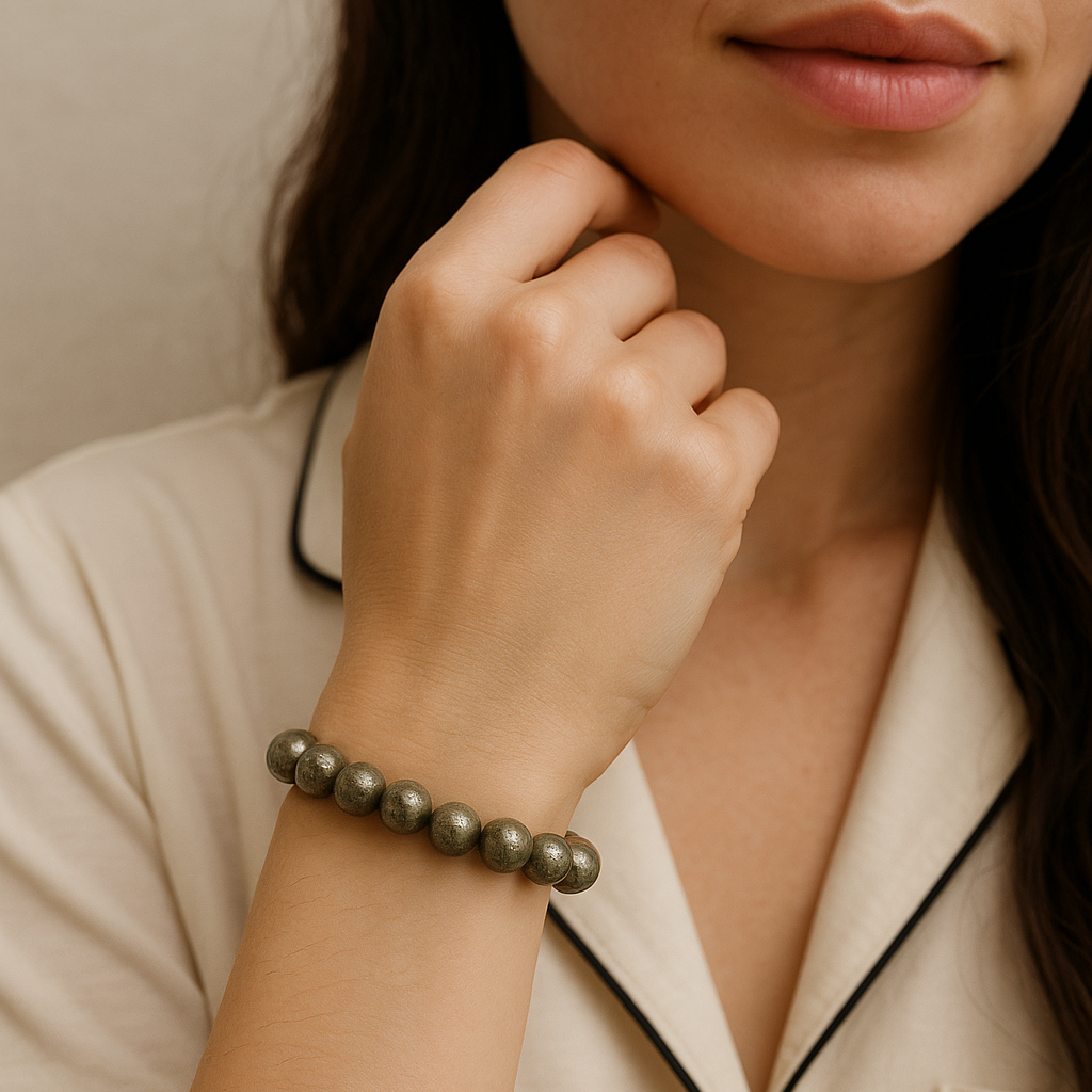 20250623_1300_woman_s_pyrite_bracelet_simple_compose_01jydv1nn3fcxsgmdmjz4r9mv6_0f962a72 7efa 44e4 9f46 1b73119270d5