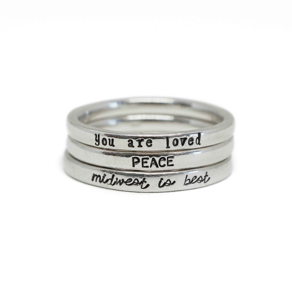 Personalized tiny message ring in sterling silver