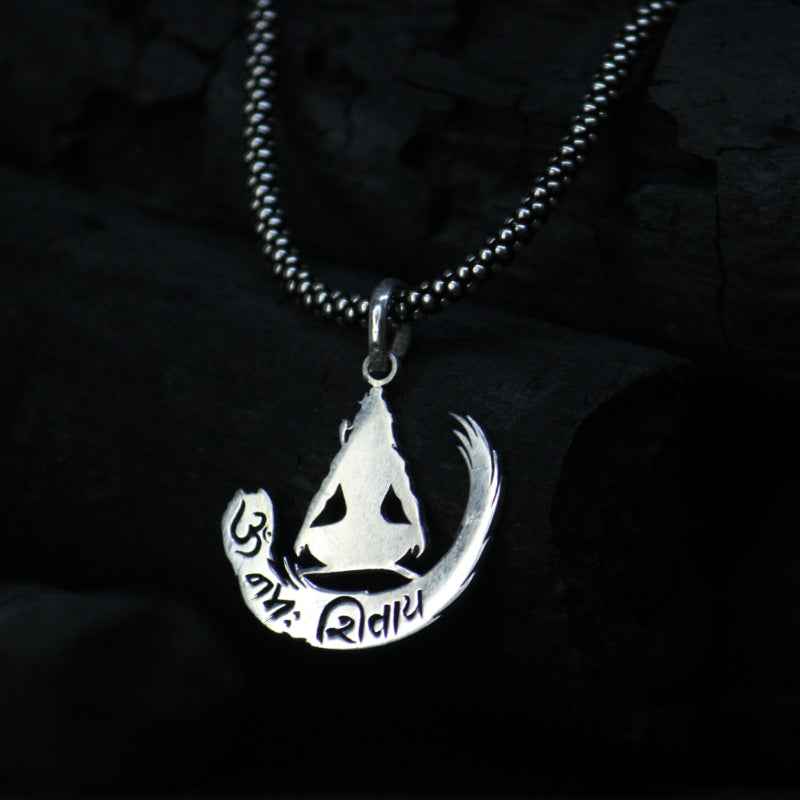 Om namah shivay pendent with oxidised chain