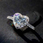 Load image into Gallery viewer, Zirconia Diamond Heart Silver Promise Ring
