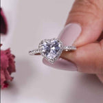 Load image into Gallery viewer, Zirconia Diamond Heart Silver Promise Ring