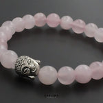 Load image into Gallery viewer, Rose Quartz Gemstone Buddha Face Reiki Healing Meditation and Protections Crysta Beads Bracelet