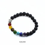 Load image into Gallery viewer, 7 Chakra Lava Rock Beads Black Stones Reiki Healing Buddha Bracelet for Men and Women