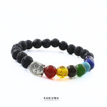 Load image into Gallery viewer, 7 Chakra Lava Rock Beads Black Stones Reiki Healing Buddha Bracelet for Men and Women