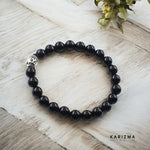 Load image into Gallery viewer, Natural Black Tourmaline Stones Reiki Healing Buddha face Bracelet for Men and Women