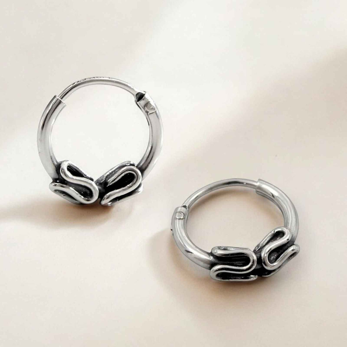 Cute 925 real sterling silver oxidized small bali hoop earrings for girls pair