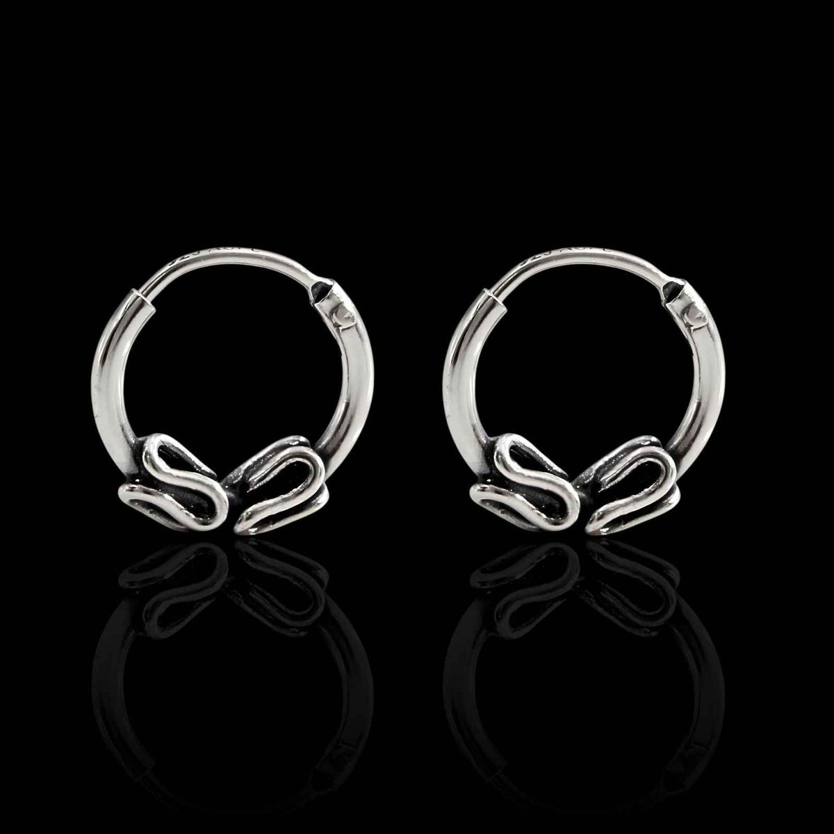 Cute 925 real sterling silver oxidized small bali hoop earrings for girls pair