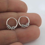 Load image into Gallery viewer, Cute 925 Real Sterling Silver Oxidized small Bali hoop Earrings for Girls - Pair