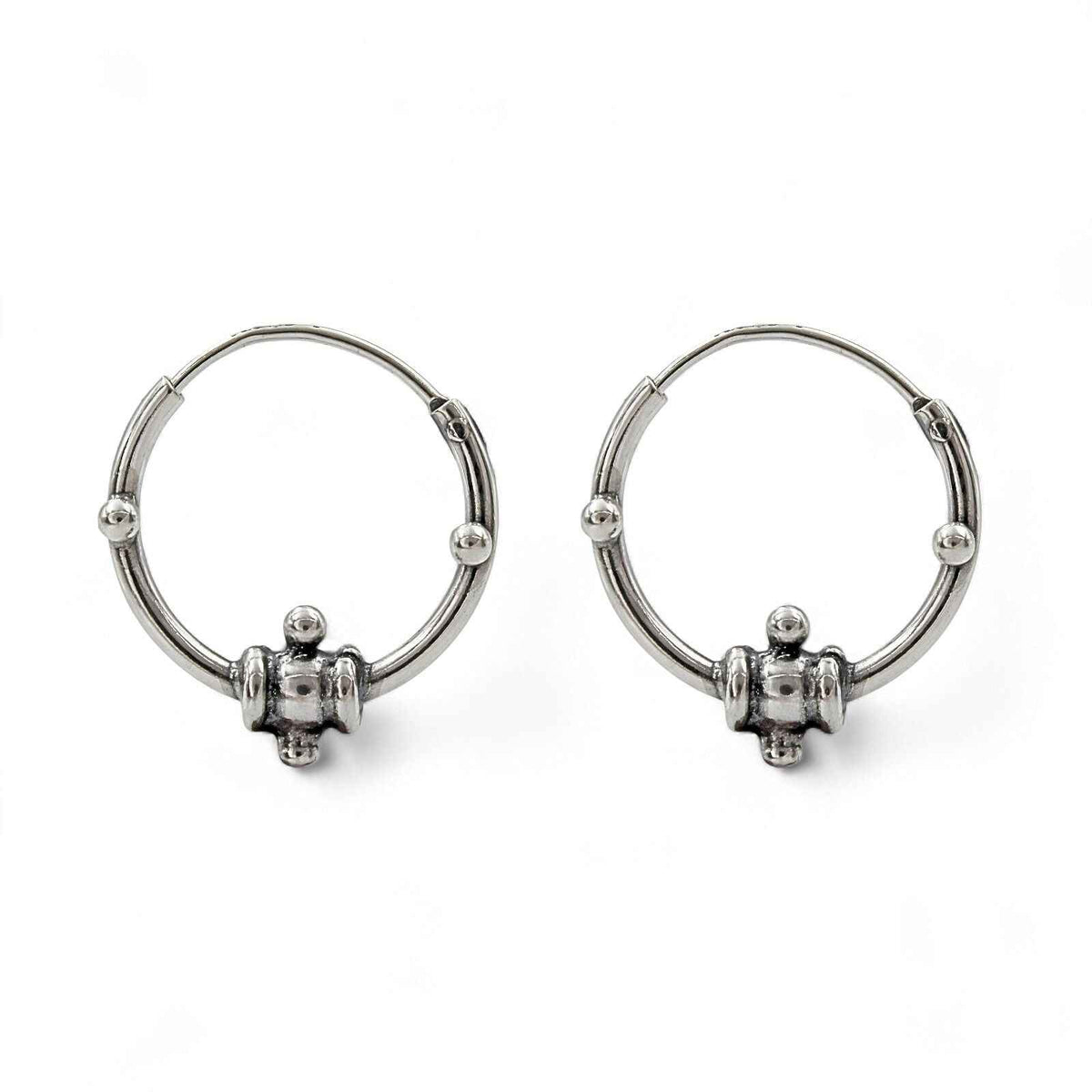 Divine 925 real sterling silver oxidized bali hoop earrings for women pair
