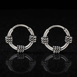 Load image into Gallery viewer, 925 Real Sterling Silver Oxidized mini rope design bali hoop earrings for Girls - Pair