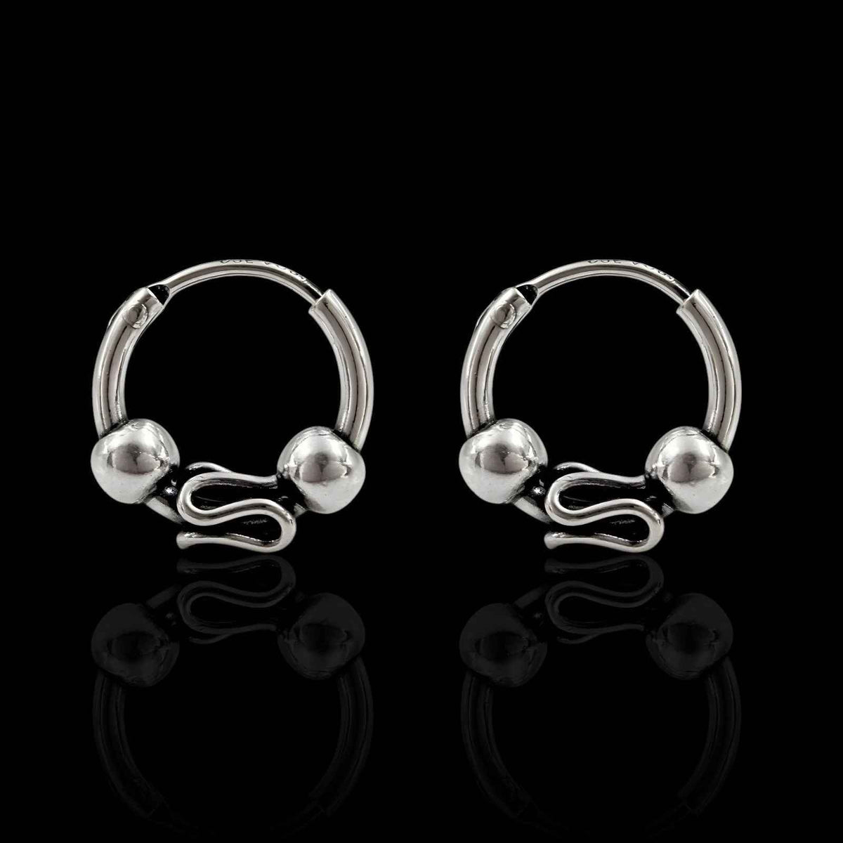 925 real sterling silver oxidized bali hoop earrings for girls pair