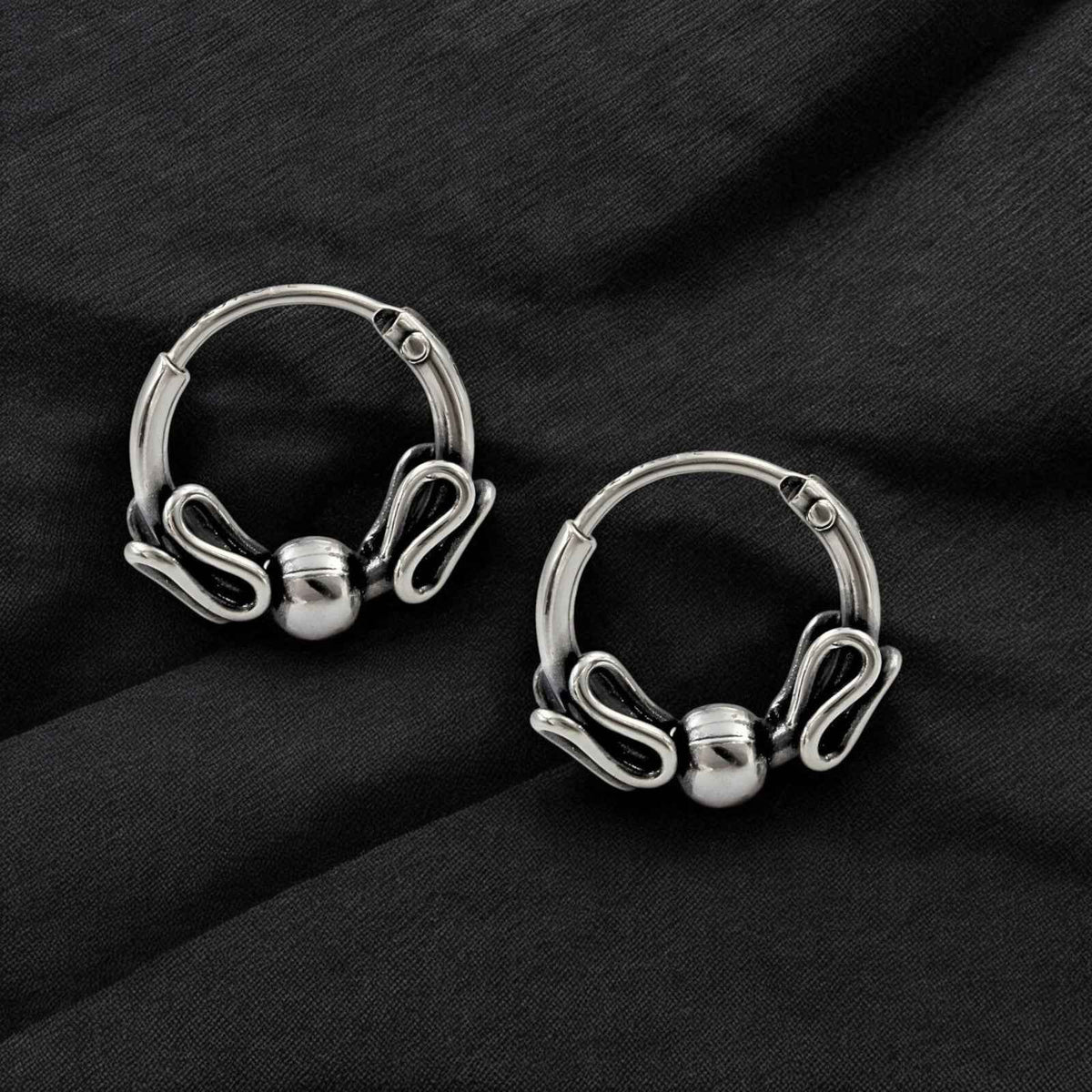 925 real sterling silver oxidized bali hoop earrings for girls pair