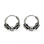 Load image into Gallery viewer, 925 Real Sterling Silver Oxidized bali hoop earrings for Girls - Pair