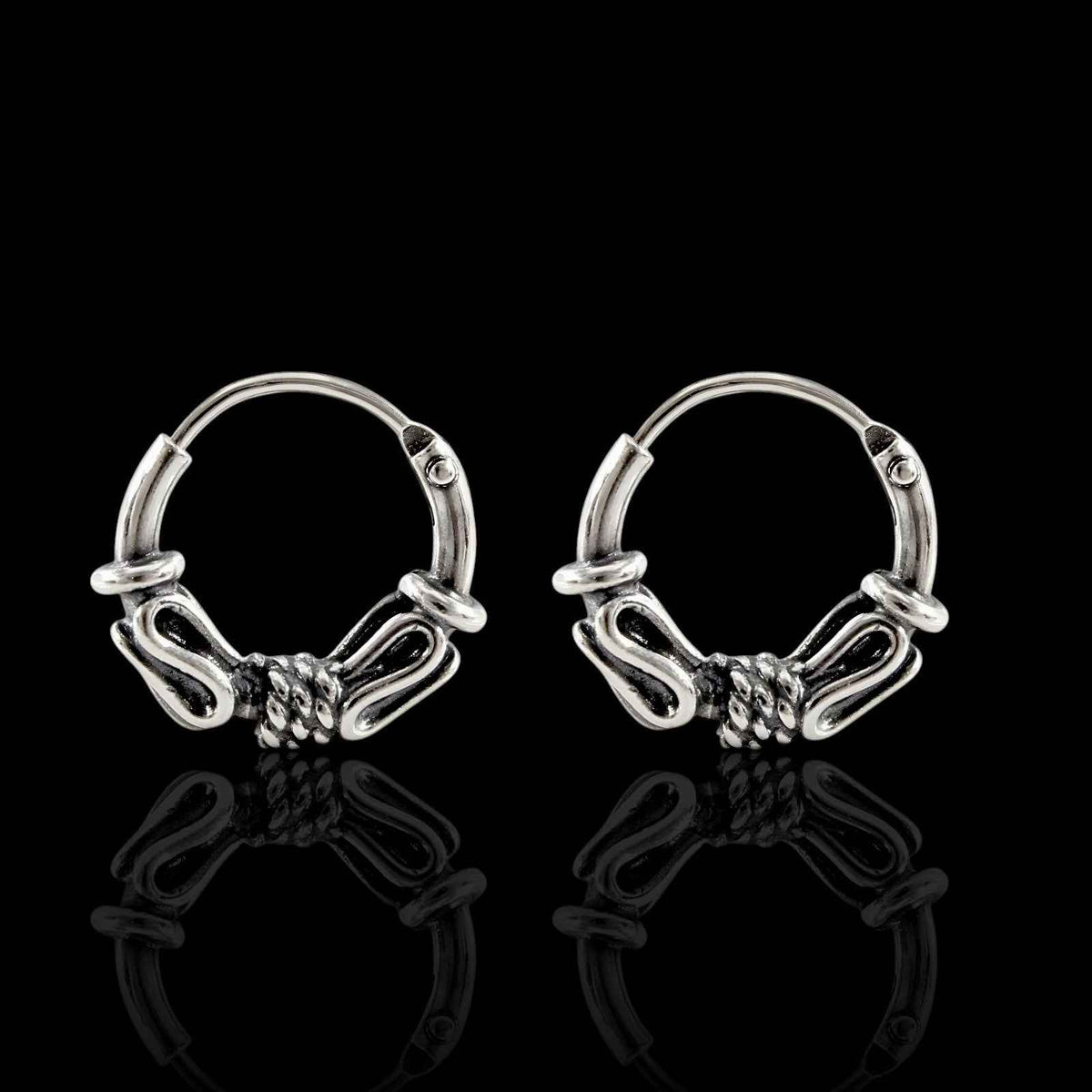 925 real sterling silver oxidized wired style bali hoop earrings for girls pair