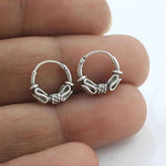 Load image into Gallery viewer, 925 Real Sterling Silver Oxidized wired style bali hoop earrings for Girls - Pair