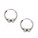 Load image into Gallery viewer, 925 Real Sterling Silver Oxidized ball design bali hoop earrings for Girls - Pair