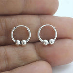 Load image into Gallery viewer, 925 Real Sterling Silver Oxidized ball design bali hoop earrings for Girls - Pair