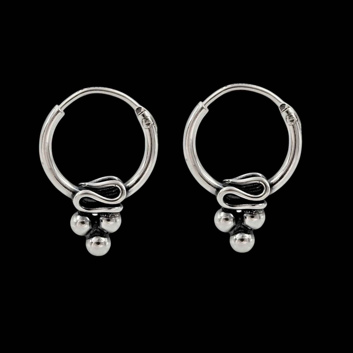 925 real sterling silver oxidized small hoop earrings for girls pair