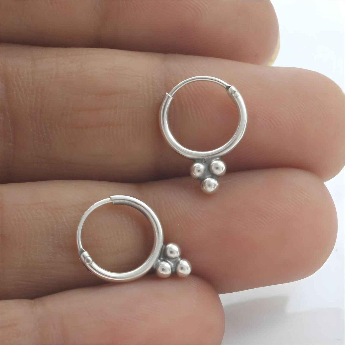 925 real sterling silver oxidized small bali hoop earrings for girls pair