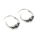 Load image into Gallery viewer, Ethnic 925 Real Sterling Silver Oxidized bali hoop earrings for women - Pair