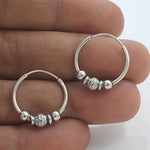 Load image into Gallery viewer, Ethnic 925 Real Sterling Silver Oxidized bali hoop earrings for women - Pair