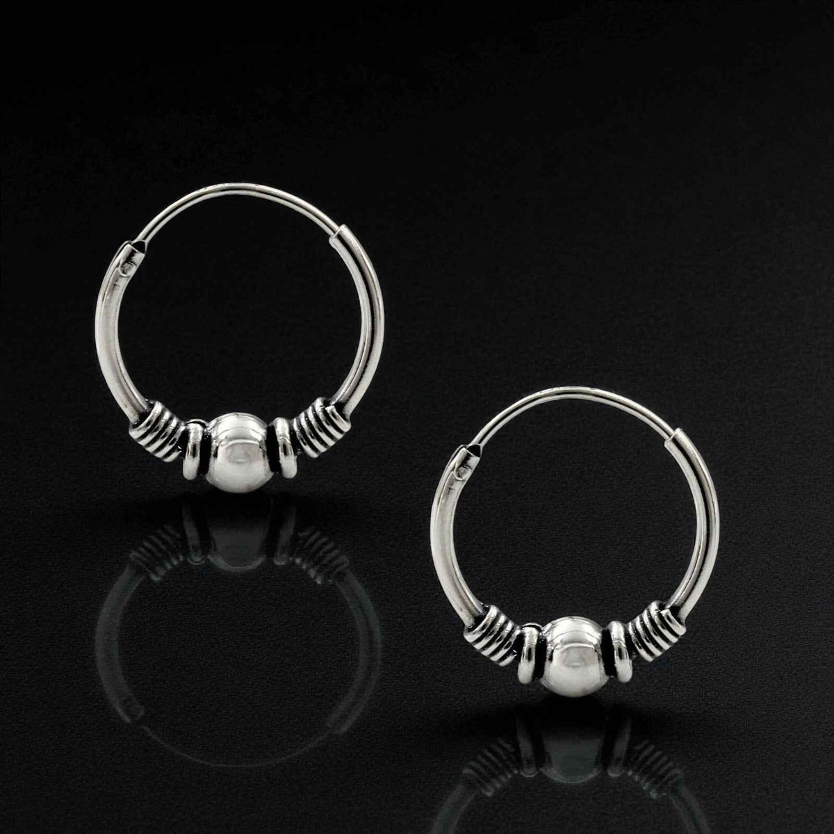 925 real sterling silver oxidized elegant bali hoop earrings for women pair
