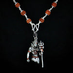 Load image into Gallery viewer, New lord shiva pendant with original Silver Rudraksha Mala