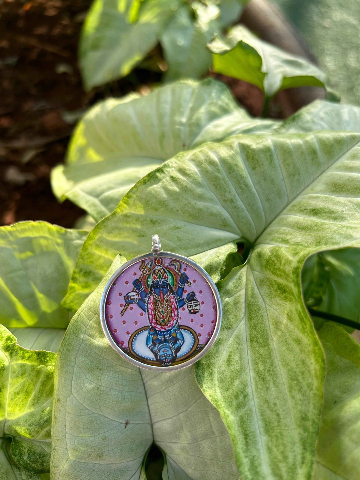 Maa kali hand painted 925 silver pendant | vidhata jewels