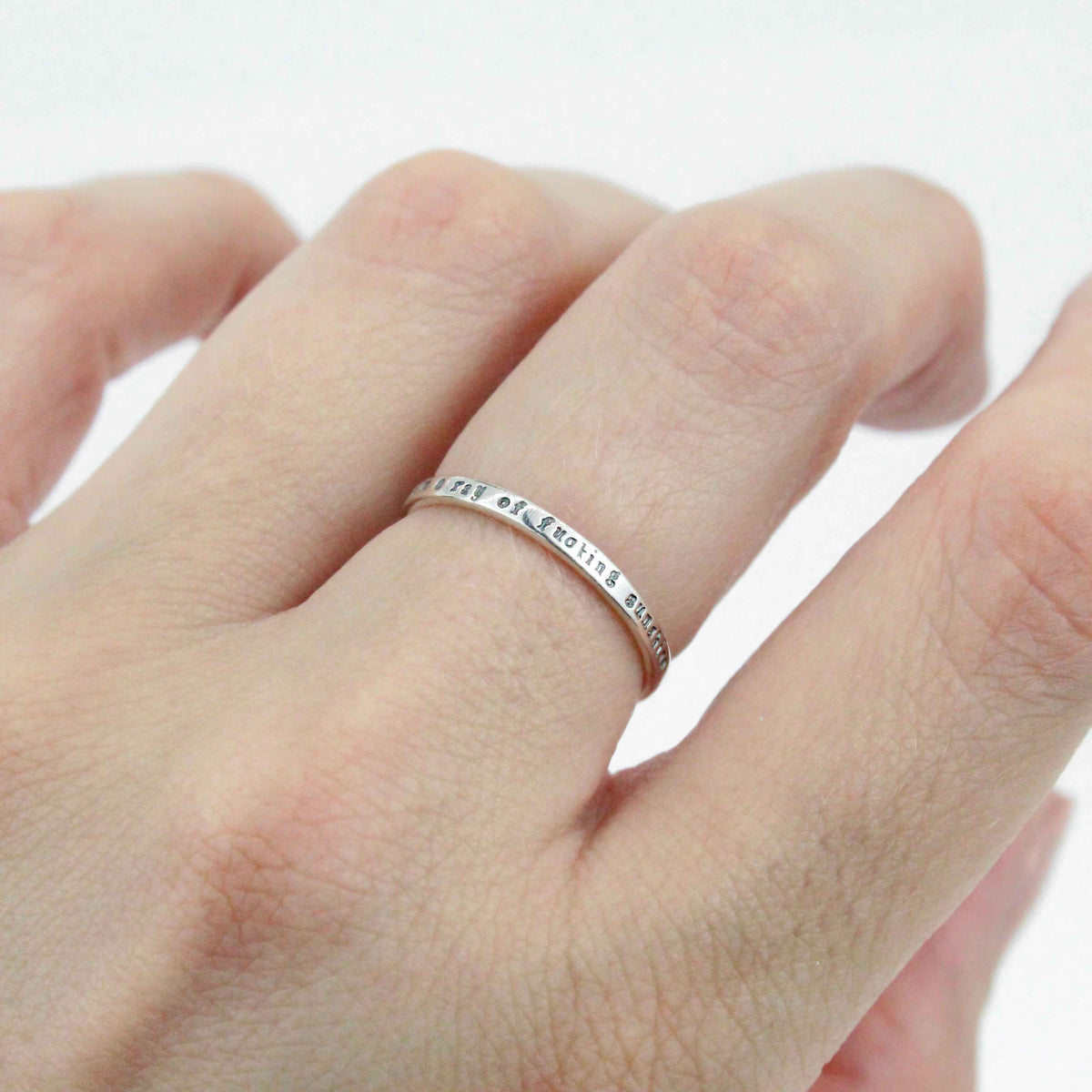 I'm a ray of fucking sunshine tiny message ring in sterling silver