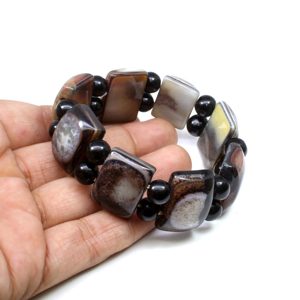 Natural gemstone band stretchable bracelet