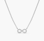 Load image into Gallery viewer, 925 sterling silver necklace with cubic zirconia infinity pendant on plain background
