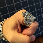 Load image into Gallery viewer, Silver Crown Lion Ring
