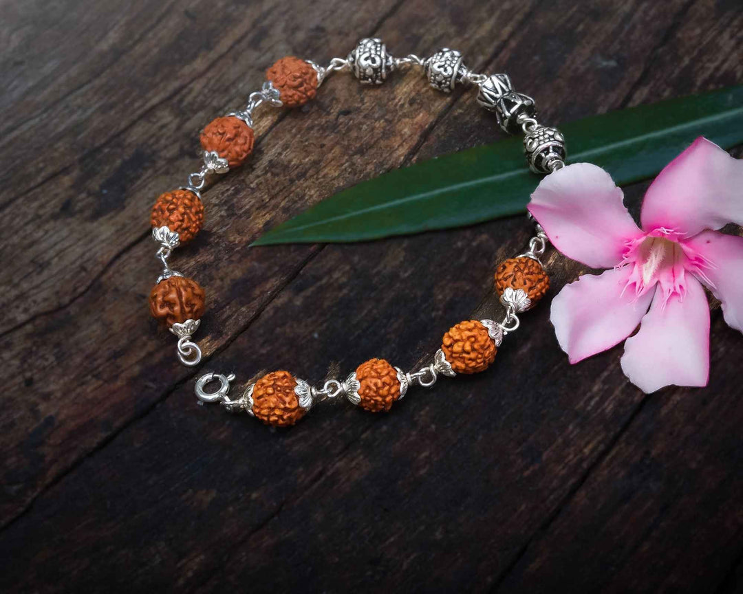 Damru Om Beads Rudraksha Bracelet