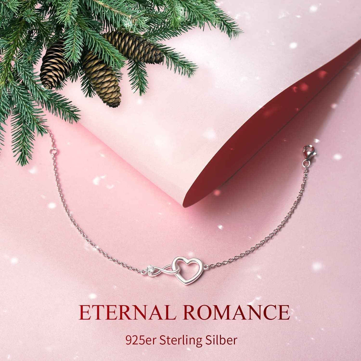 Silver infinity heart bracelet