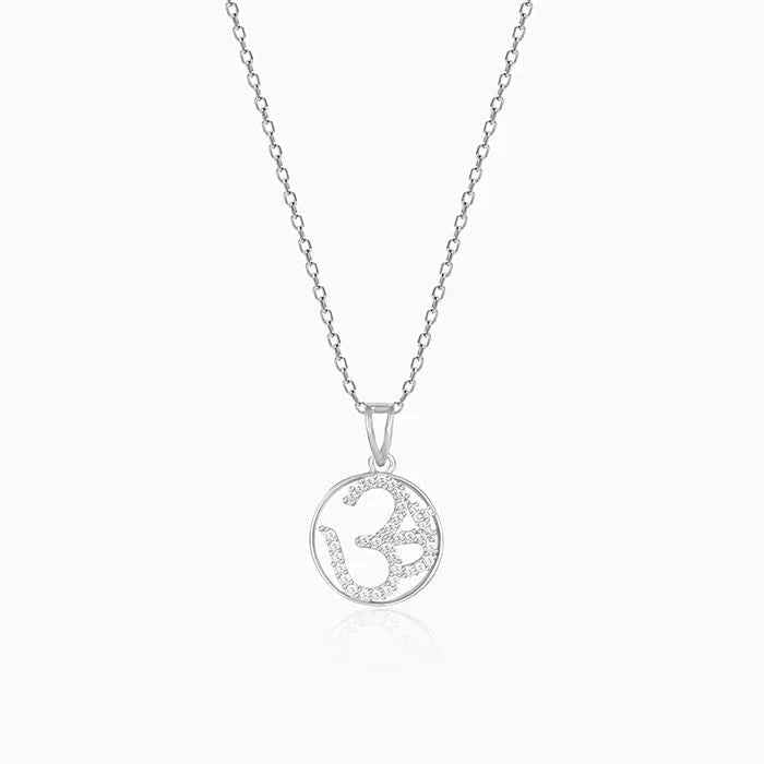 Silver om pendant chain