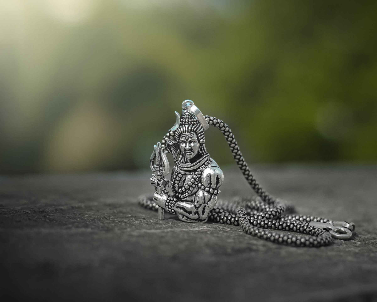 Lord shiva with trishul pendant chain