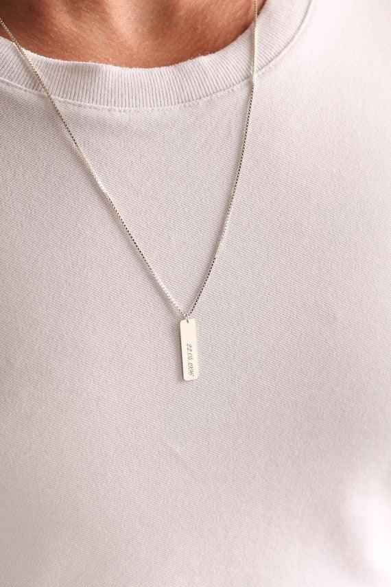 Vidhata Jewels 925 Sterling Silver Engraved Custom Necklace for Men