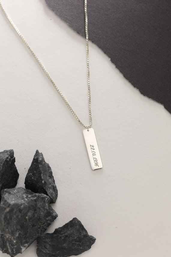 Vidhata Jewels 925 Sterling Silver Engraved Custom Necklace for Men
