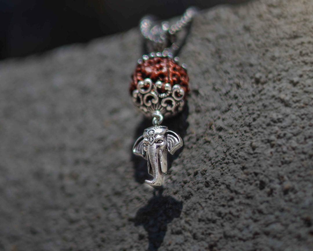 Original Rudraksha Ganesha Silver Pendant Silver Chain ✨