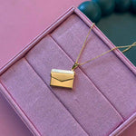 Load image into Gallery viewer, Envelope Photo Engrave Pure 92.5 Silver Gold Plated Necklace For Him &amp; her
