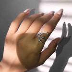 Load image into Gallery viewer, Crescent Moon &amp; Star Adjustable Silver Ring
