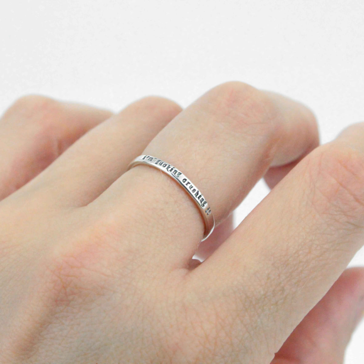 I'm fucking crushing it   tiny message ring in sterling silver