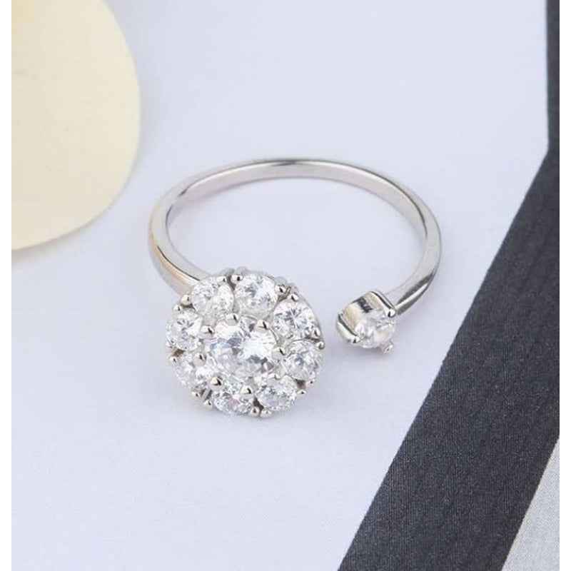 Crystal Rotating Silver Ring