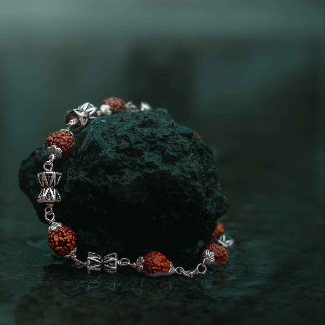 New Stylish Silver Damru Rudraksha Bracelet