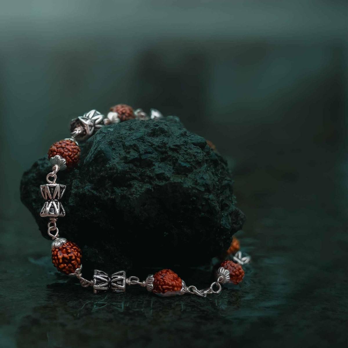 New stylish silver damru rudraksha bracelet