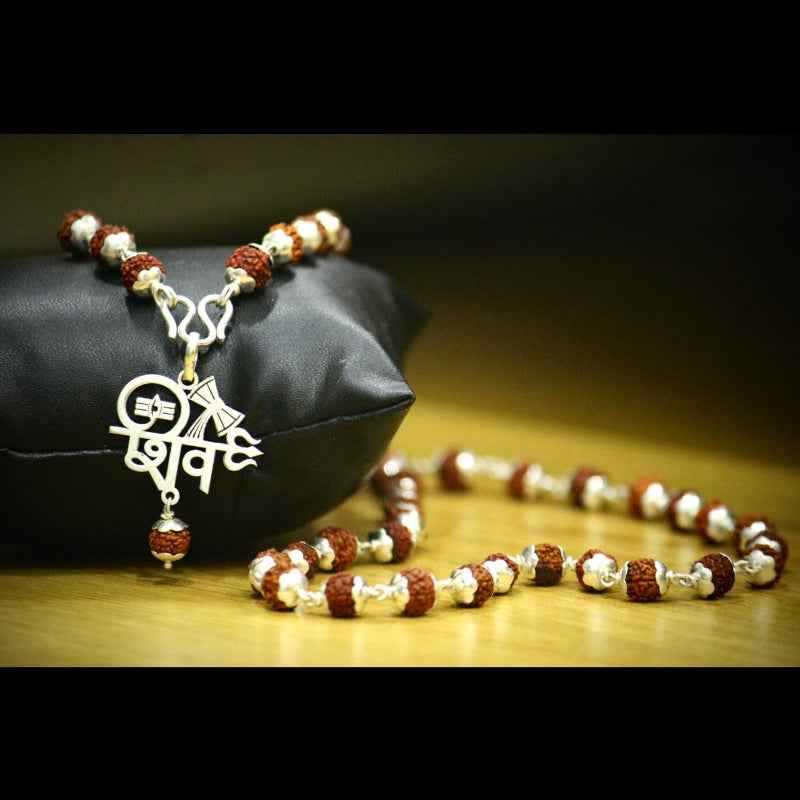 Orignal rudraksha mala with shiv pendent