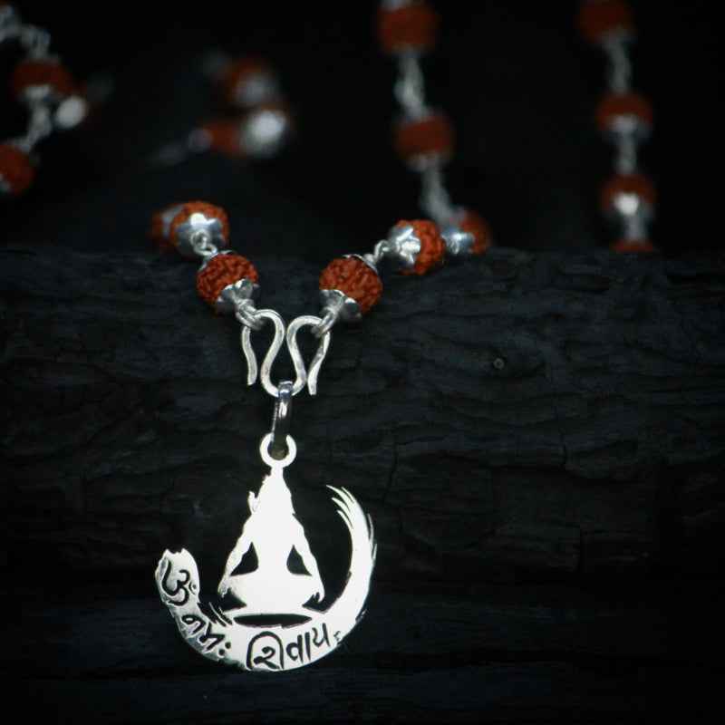 Om Namah Shivay Pendent with Orignal Rudraksha Mala