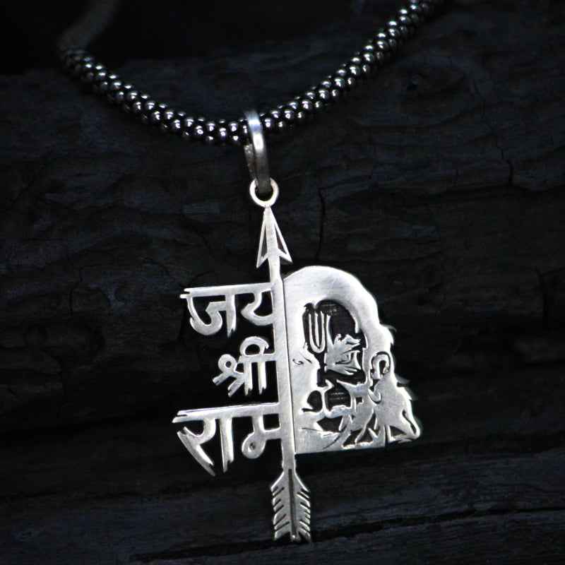 Jai shree ram pendent with oxidised chain
