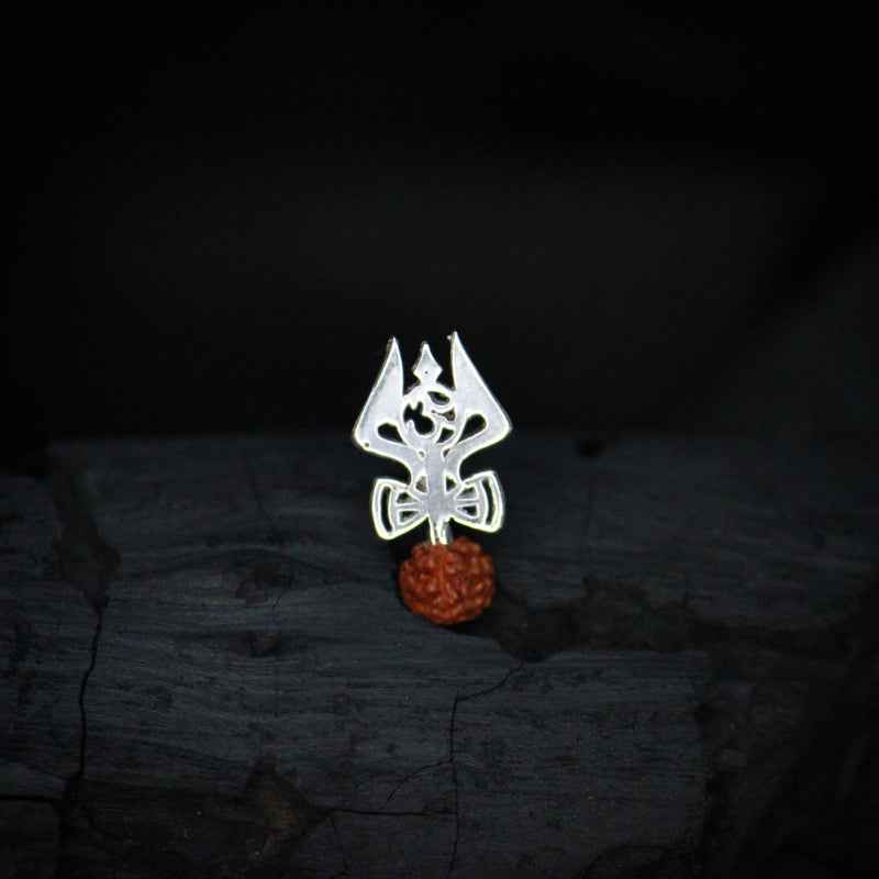 Silver Trishul Damru Earring